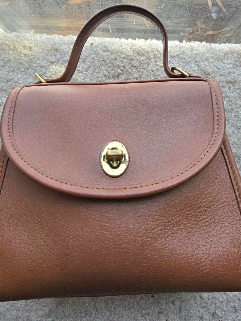 Classic Vintage British Tan Leather Top-Handle COACH Regina Bag #9983